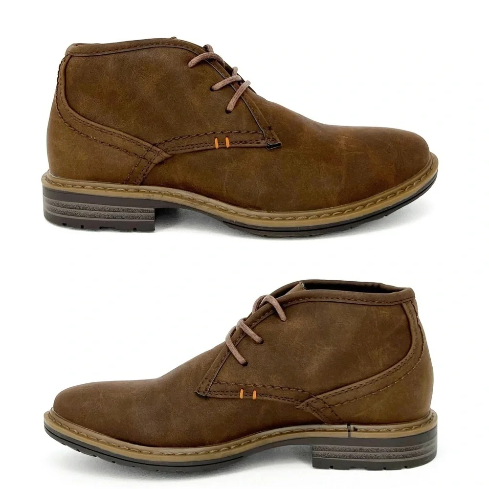 New Dayfive Hayden Boys Size 2 Brown Faux Leather Laced Ankle Day Five